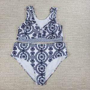 Bikini Swimwear Womens 4XL Blue White Keyhole Soft Padding Swim Beach Summer